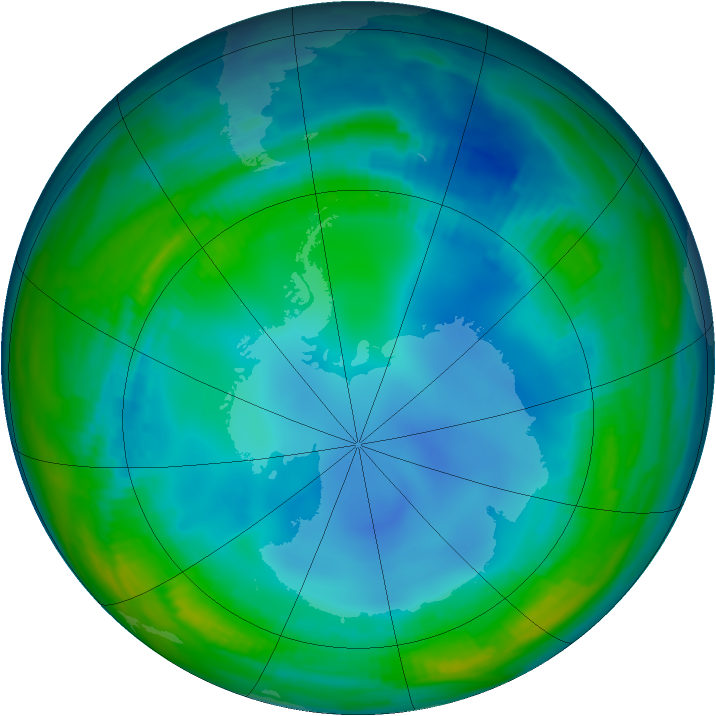 Antarctic ozone map for 23 July 1997